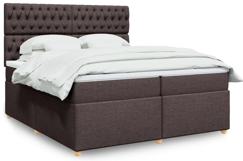 vidaXL Cama com molas/colchão 200x200 cm tecido castanho-escuro