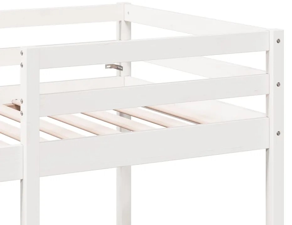 Cama alta c/ secretária/cadeiras 80x200 cm pinho maciço branco