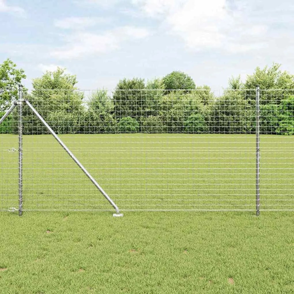 vidaXL Cerca Euro com 7 postes de espeto 1,4 x 10 m em aço galvanizado