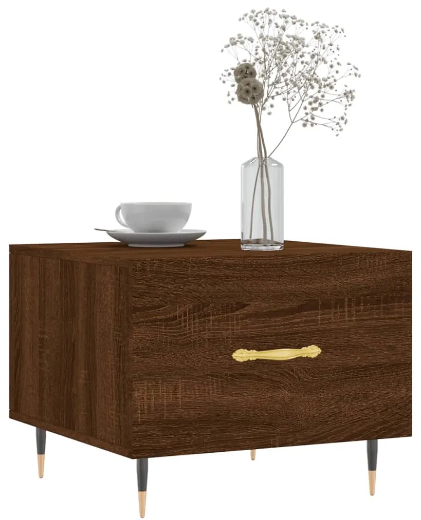 Mesa centro 2 pcs 50x50x40 cm madeira proc. carvalho castanho