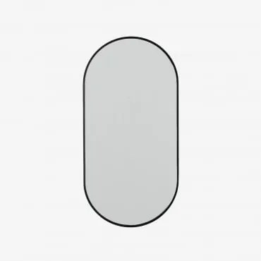 Espelho De Parede Oval Em Alumínio 35x70 Cm Elbert Preto - Sklum