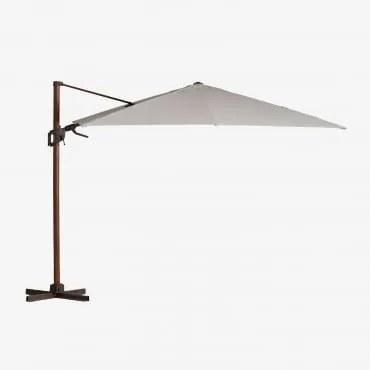 Parasol 295x295 Cm Em Tecido E Alumínio Hydra Beige Nude - Madeira Escura - Sklum