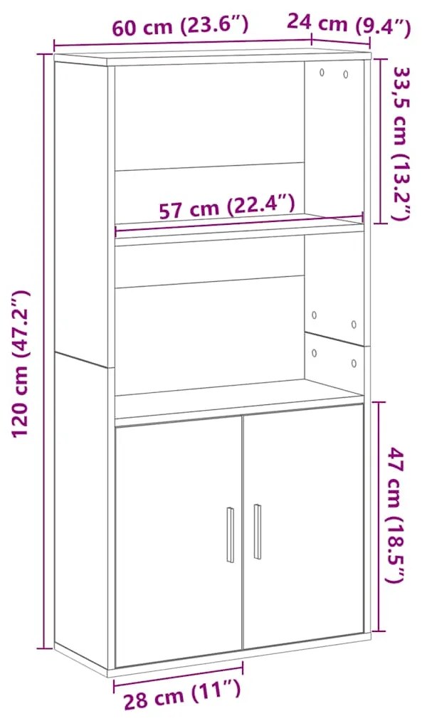 Estante 60x24x120 cm derivados de madeira cinzento sonoma