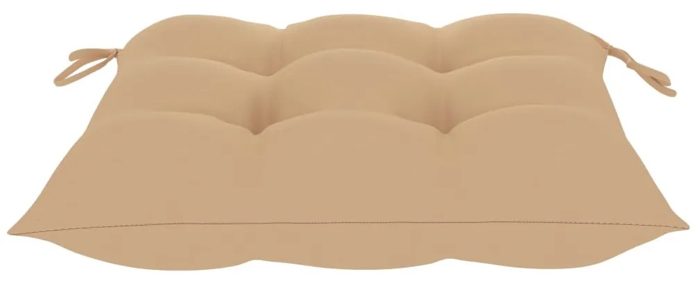 Cadeiras de jardim c/ almofadões bege 4 pcs teca maciça