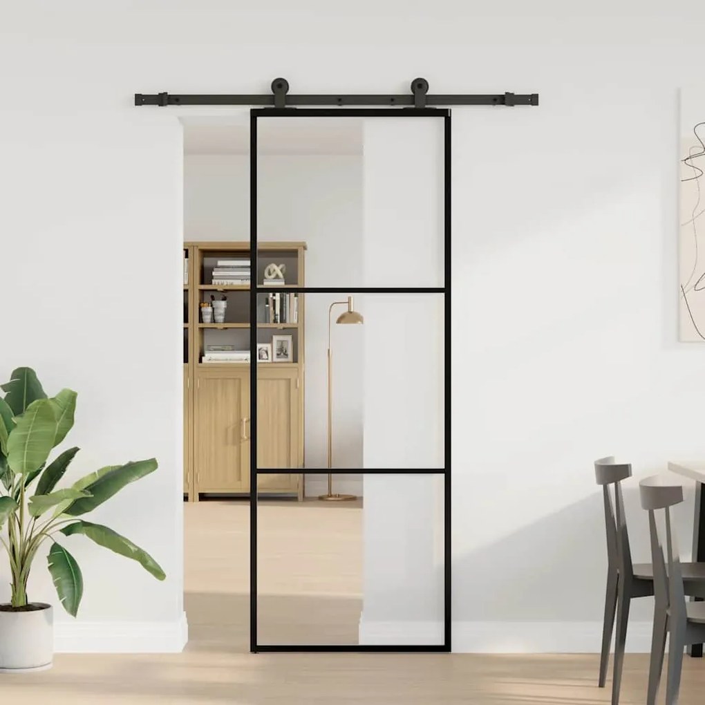 Porta deslizante c/ conj. ferragens 76x205cm vidro ESG/alumínio