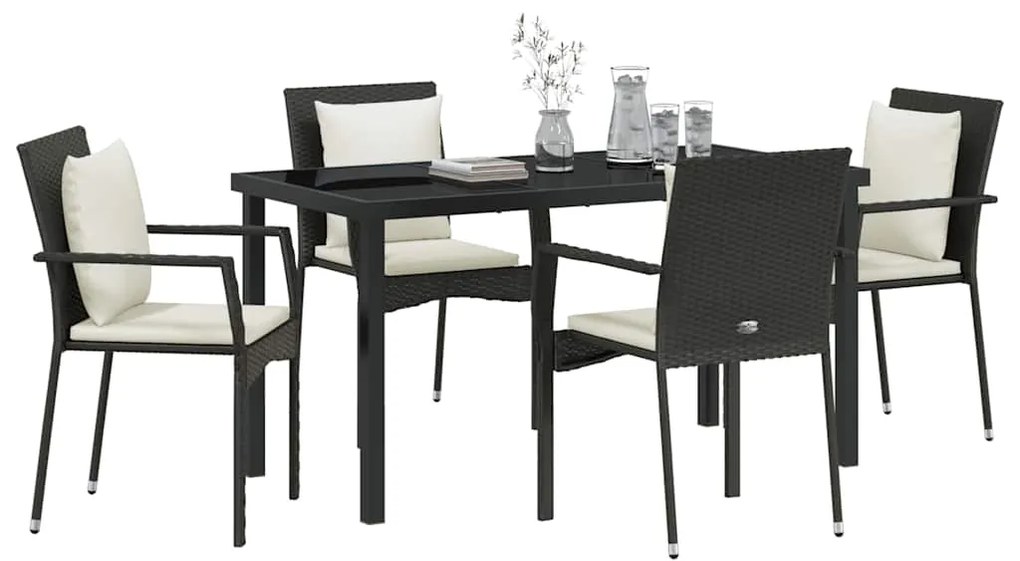 Conjunto de Jantar Jardim 5 pcs Preto 140 x 70 x 73 cm Ratan PE