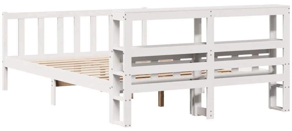 Cama sem colchão 160x200 cm madeira de pinho maciça branco