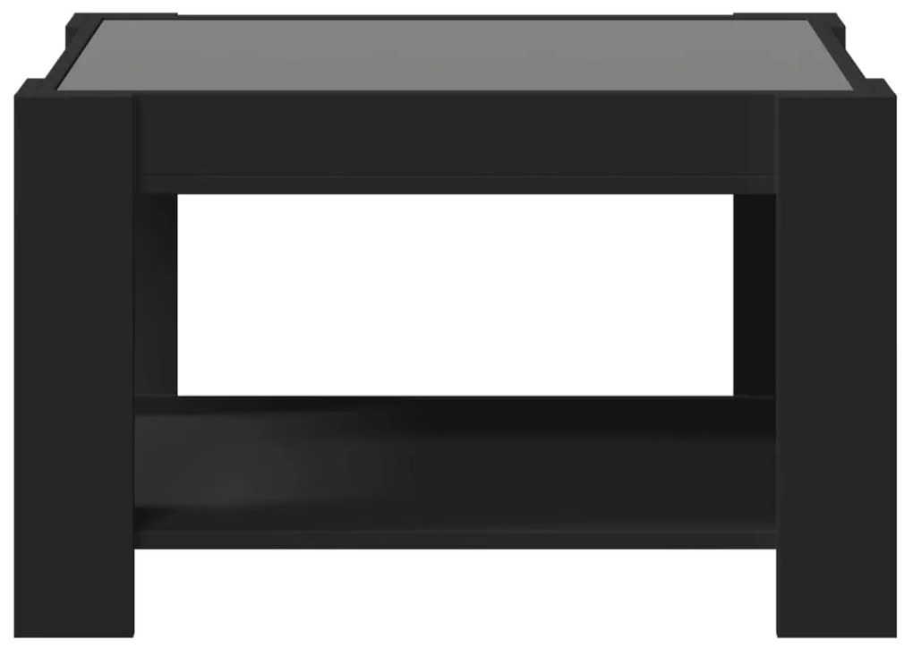 Mesa de centro c/ LEDs 73x53x45 cm derivados de madeira preto