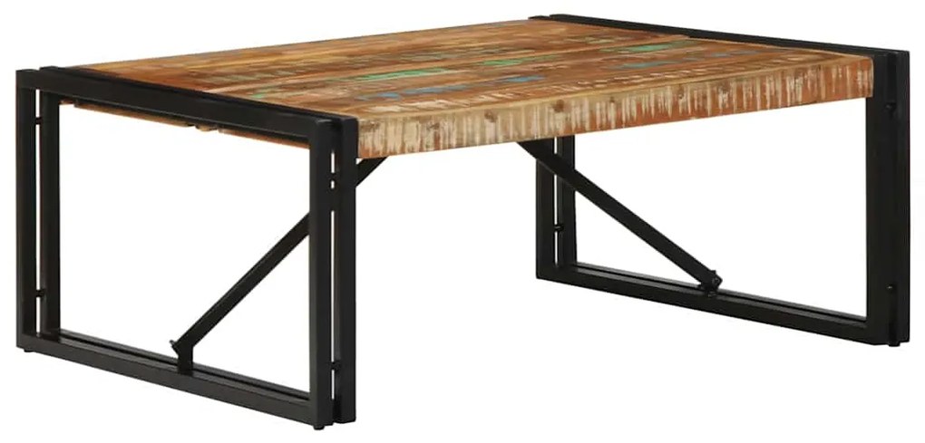 Mesa de centro multicor 80x80x35 cm madeira maciça recuperada
