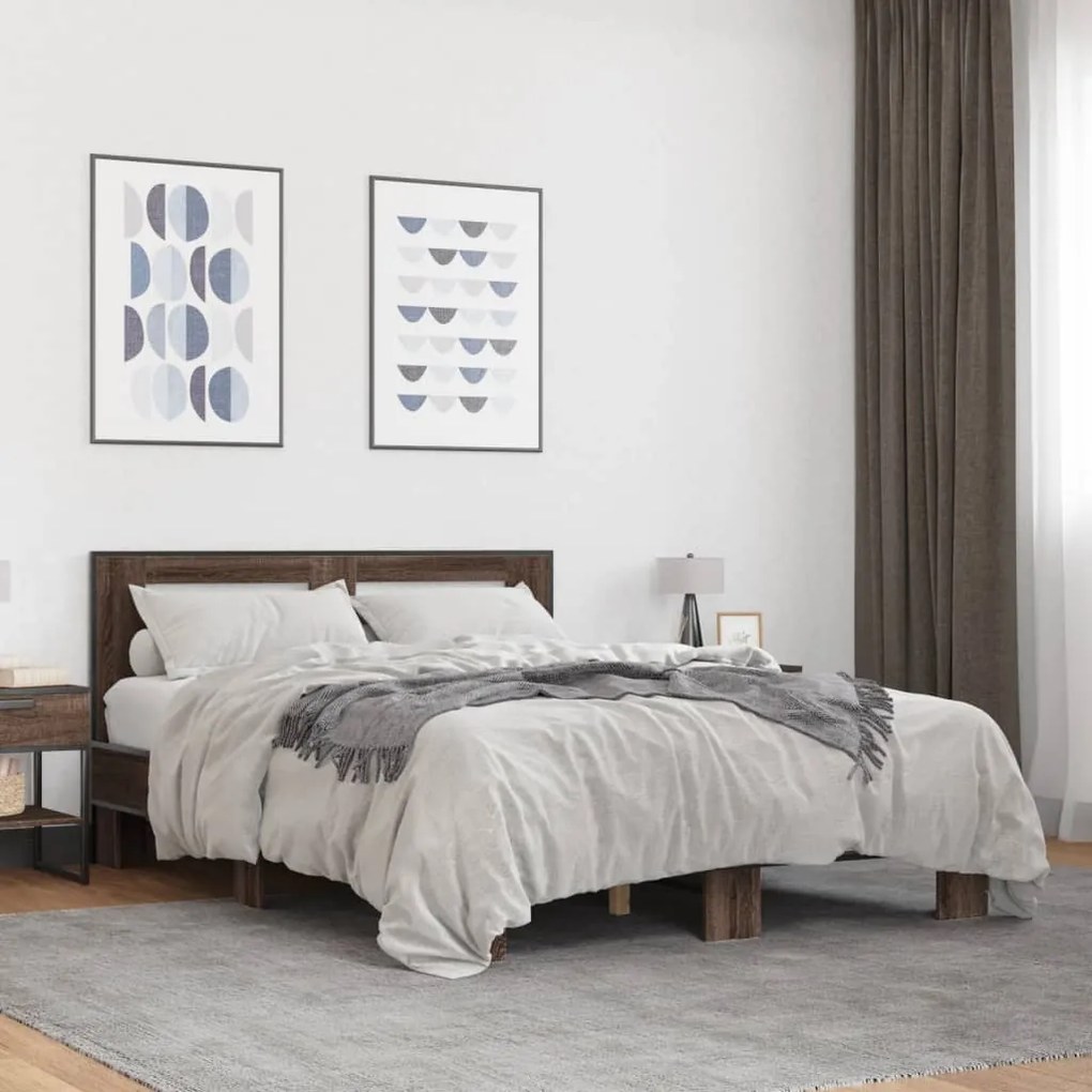 Estrutura de cama 140x200cm derivados madeira/metal