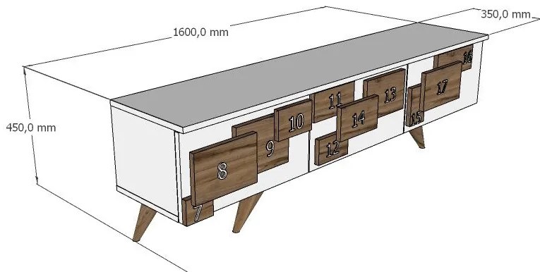 Móvel TV 3D – Antracite e Nogueira – 160 cm x 45 cm x 35 cm