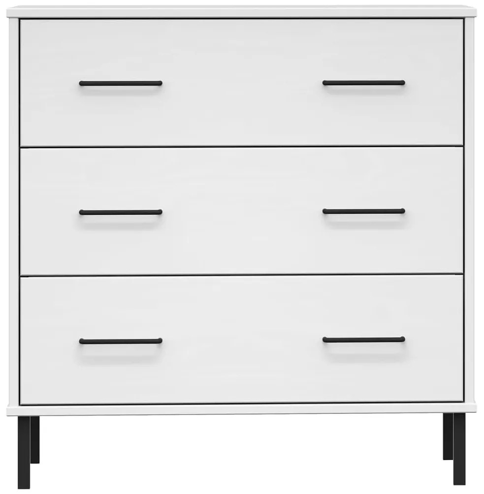 Aparador 3 gavetas 77x40x79,5 cm madeira maciça OSLO branco