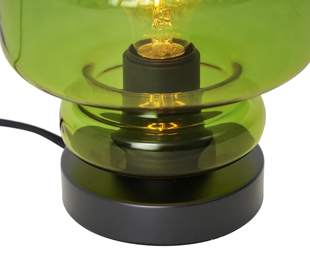 Candeeiro de Mesa Retro Preto com Vidro Verde - Denise Retro