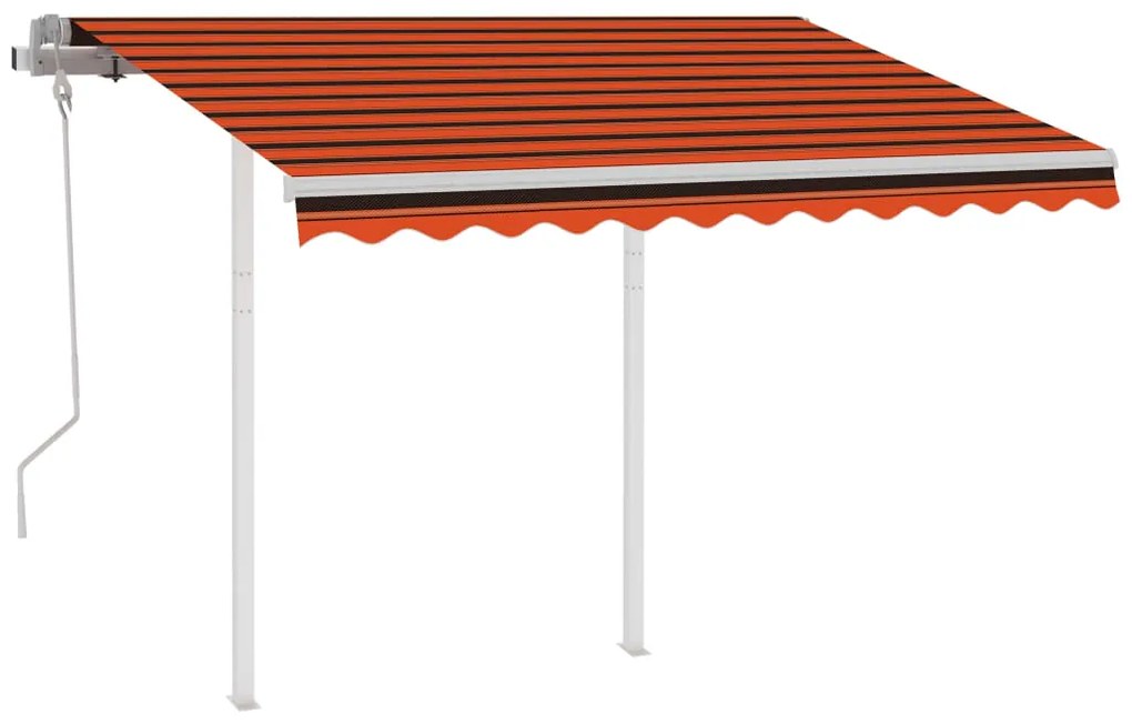 Toldo retrátil manual com postes 3x2,5 m laranja e castanho