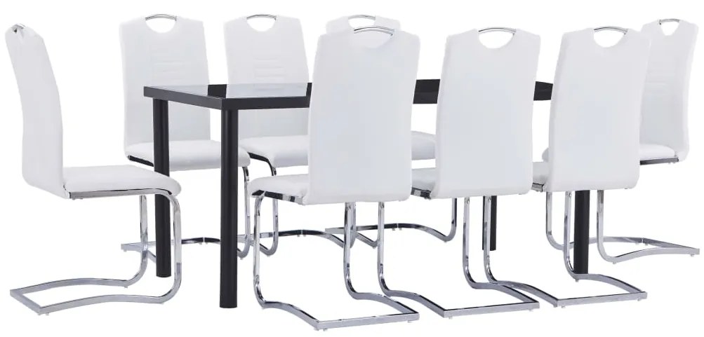 vidaXL 9 pcs conjunto de jantar couro artificial branco