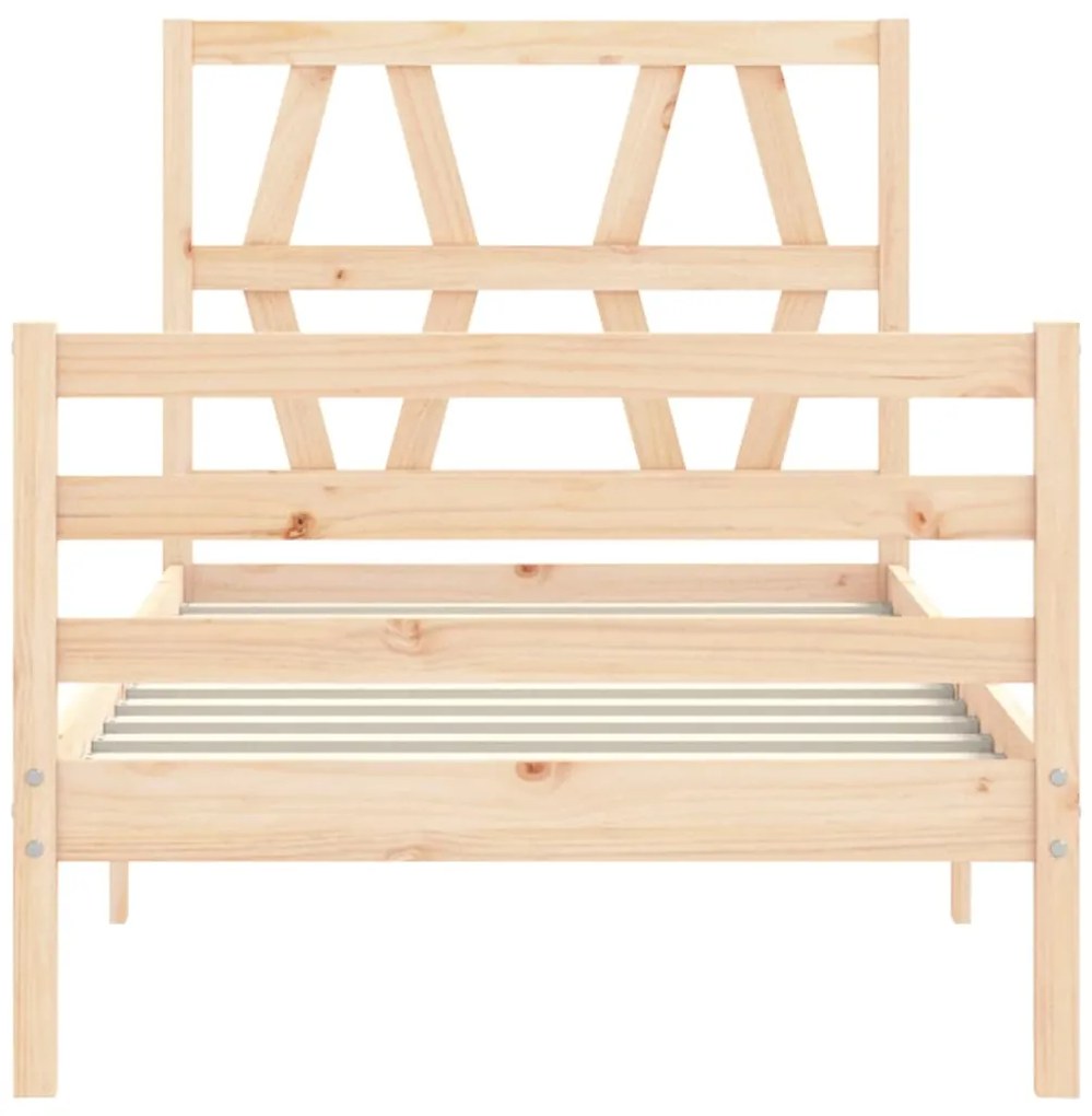 Estrutura de cama com cabeceira 90x200 cm madeira maciça