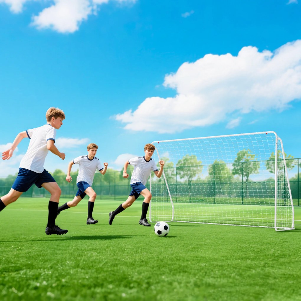 Baliza de futebol - baliza de treino - dim. 301 x 120 x 200 cm - estrutura metálica com revestimento epóxi e rede em PE - estacas incluídas - branca