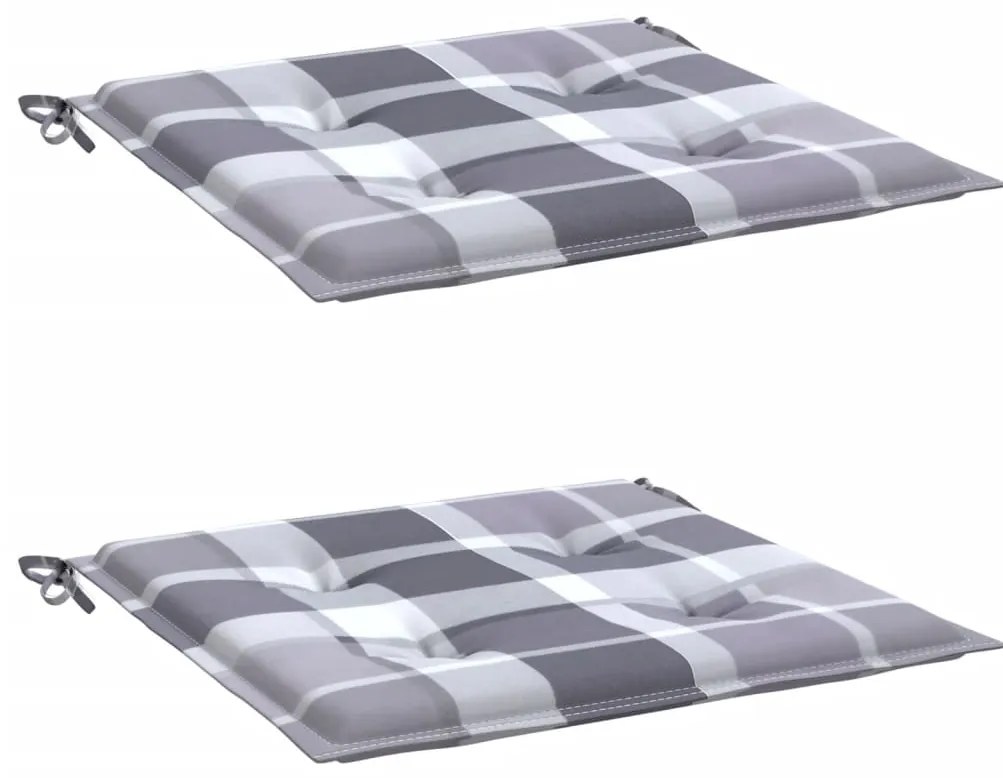 Almofadões cadeiras jardim 2pcs tecido oxford xadrez cinzento