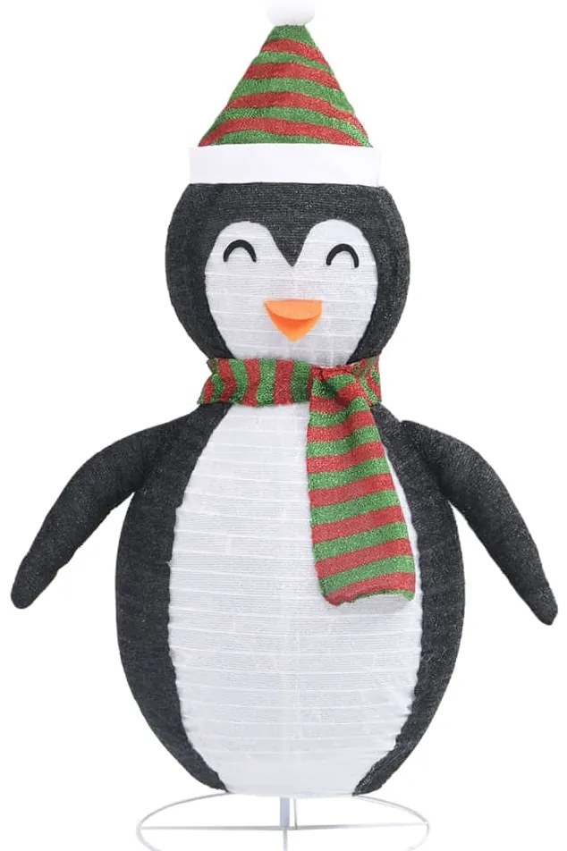 Pinguim de Natal decorativo com luzes LED tecido de luxo 120 cm