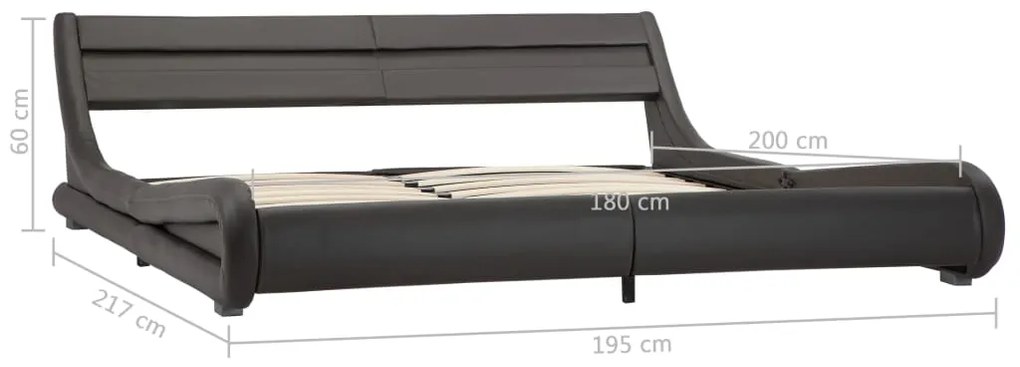 Estrutura de cama com LED 180x200 cm couro artificial cinzento