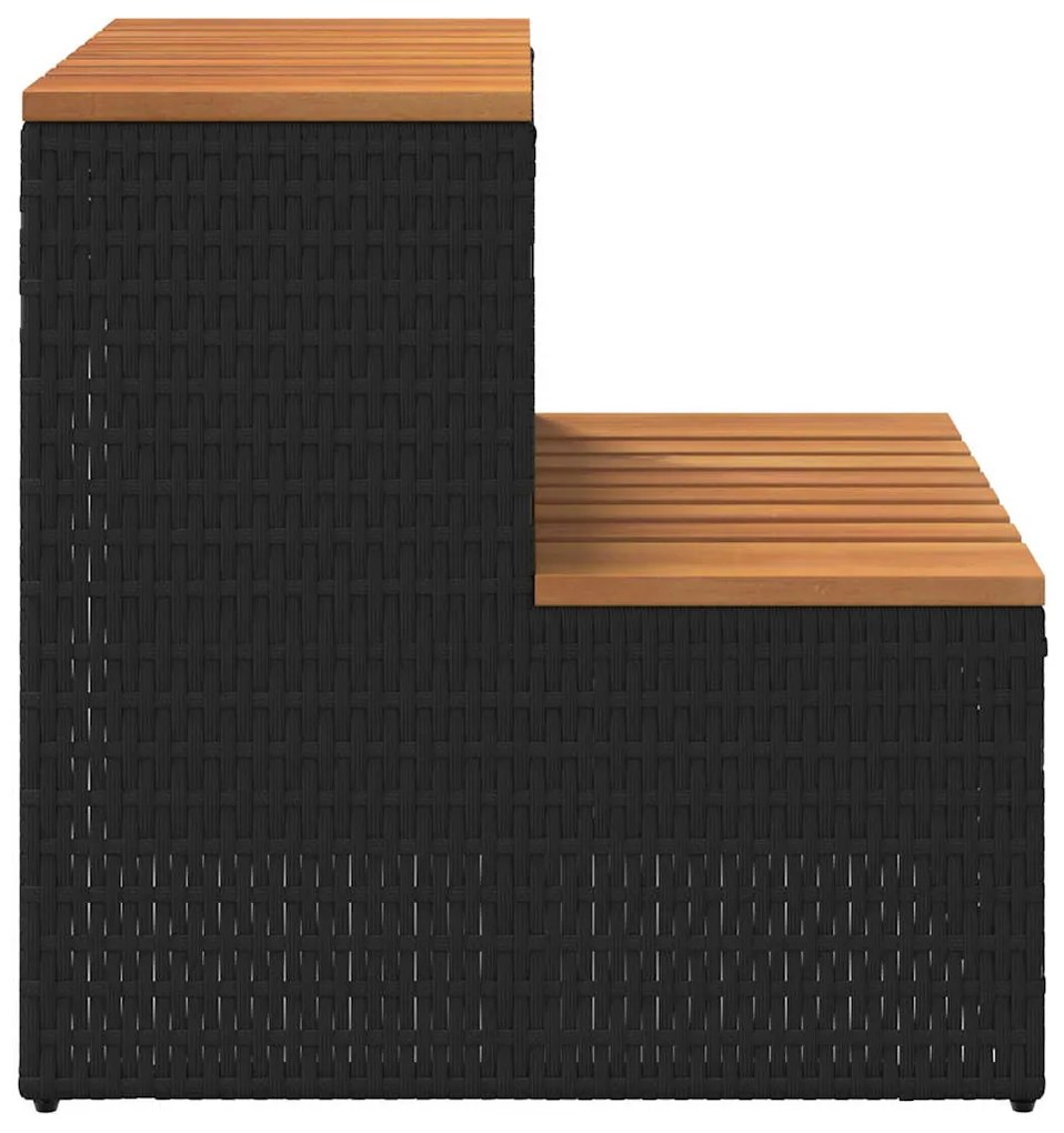 Degrau p/ hidromassagem 50x50x50,5 cm PE e acácia maciça preto
