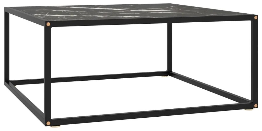 vidaXL Mesa de centro 80x80x35 cm vidro mármore preto