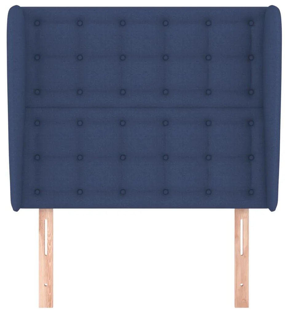 Cabeceira de cama c/ abas tecido 93x23x118/128 cm azul