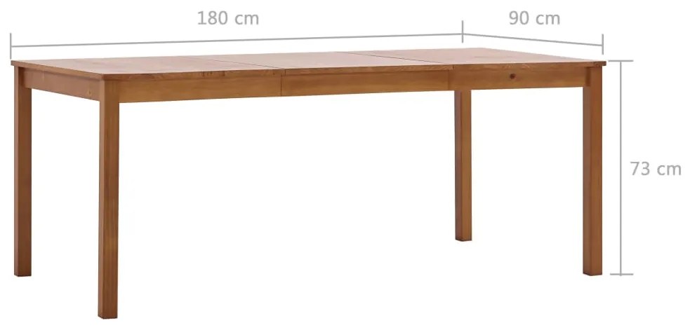 Mesa de jantar 180x90x73 cm madeira de pinho castanho mel