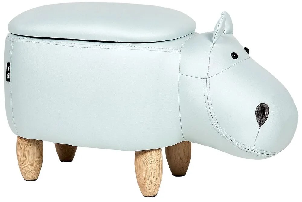 Tamborete em veludo azul claro com arrumação HIPPO Beliani