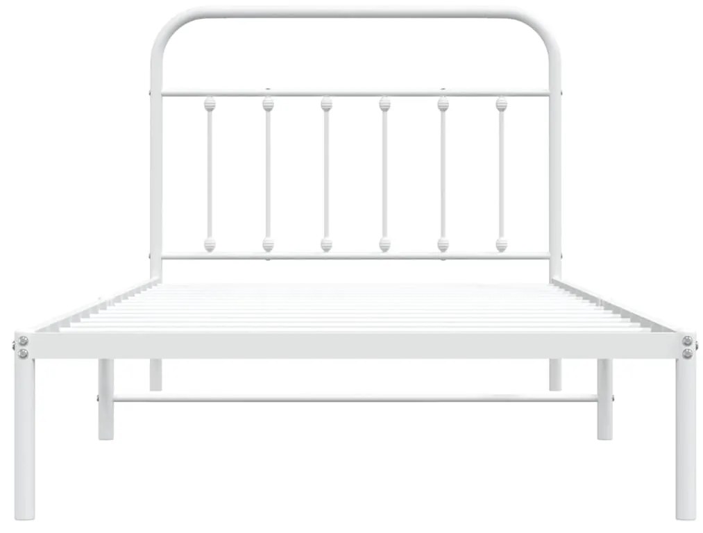 Estrutura de cama com cabeceira 100x200 cm metal branco