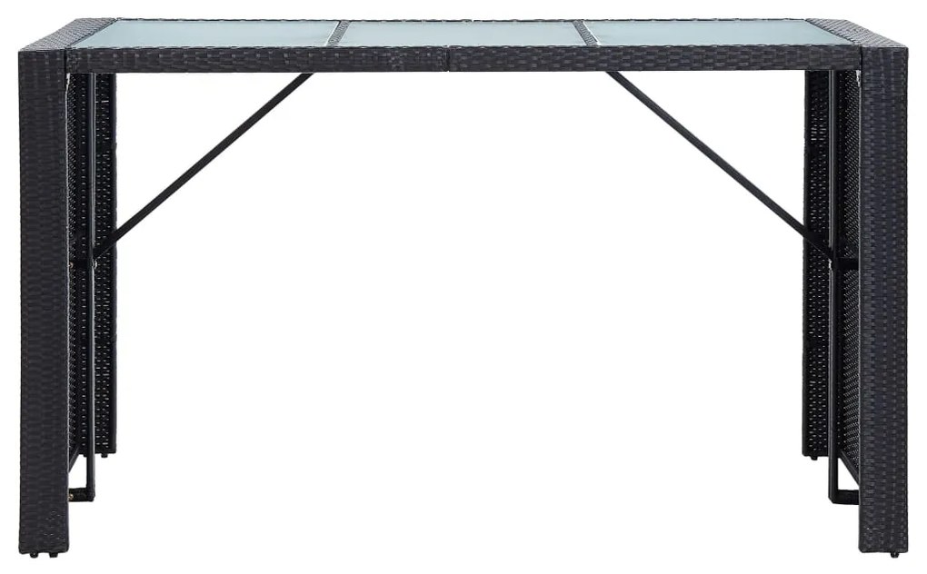 7 pcs conjunto bar para jardim c/ almofadões vime PE preto