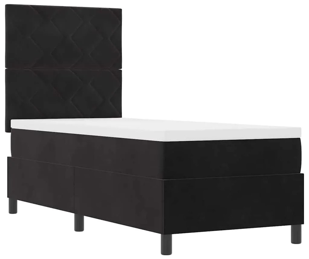 Cama Box Spring vidaXL com Colchão e LED Preto 80x200 cm Veludo