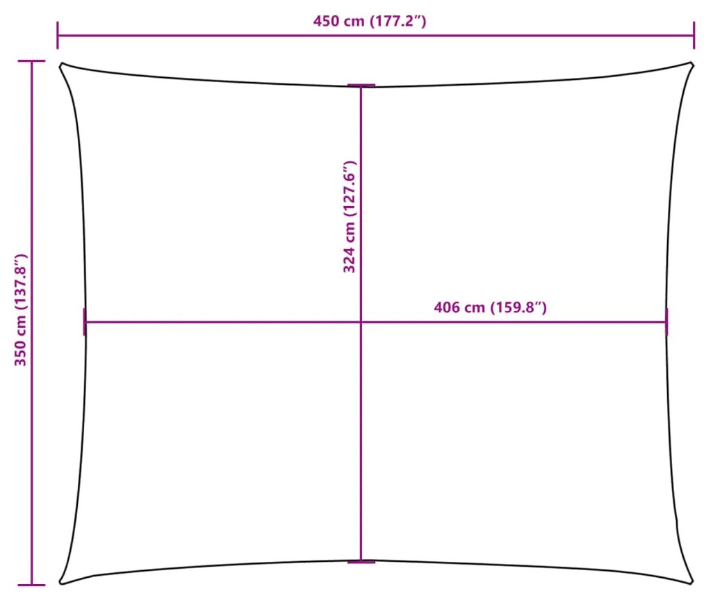 Para-sol estilo vela tecido oxford retangular 3,5x4,5m vermelho