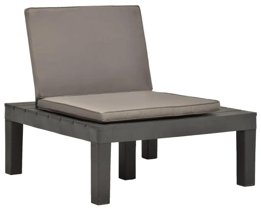 48826 vidaXL Cadeira lounge de jardim com almofadão plástico antracite