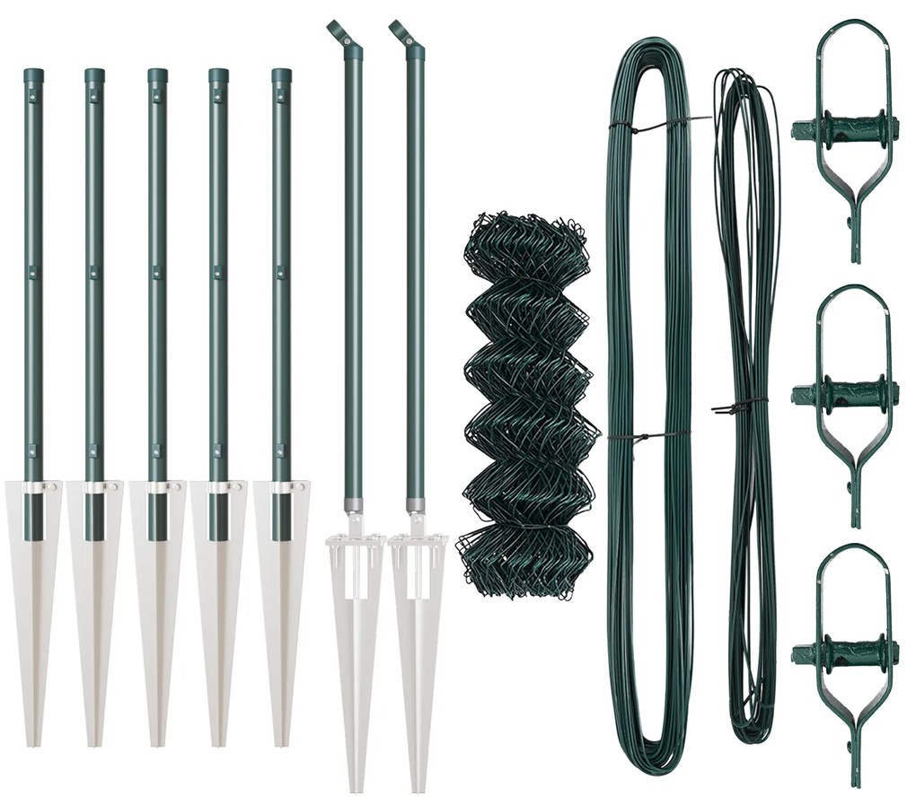 Cerca de Arame com 7 Postes de Espinho 0.8x10 m Aço Galvanizado