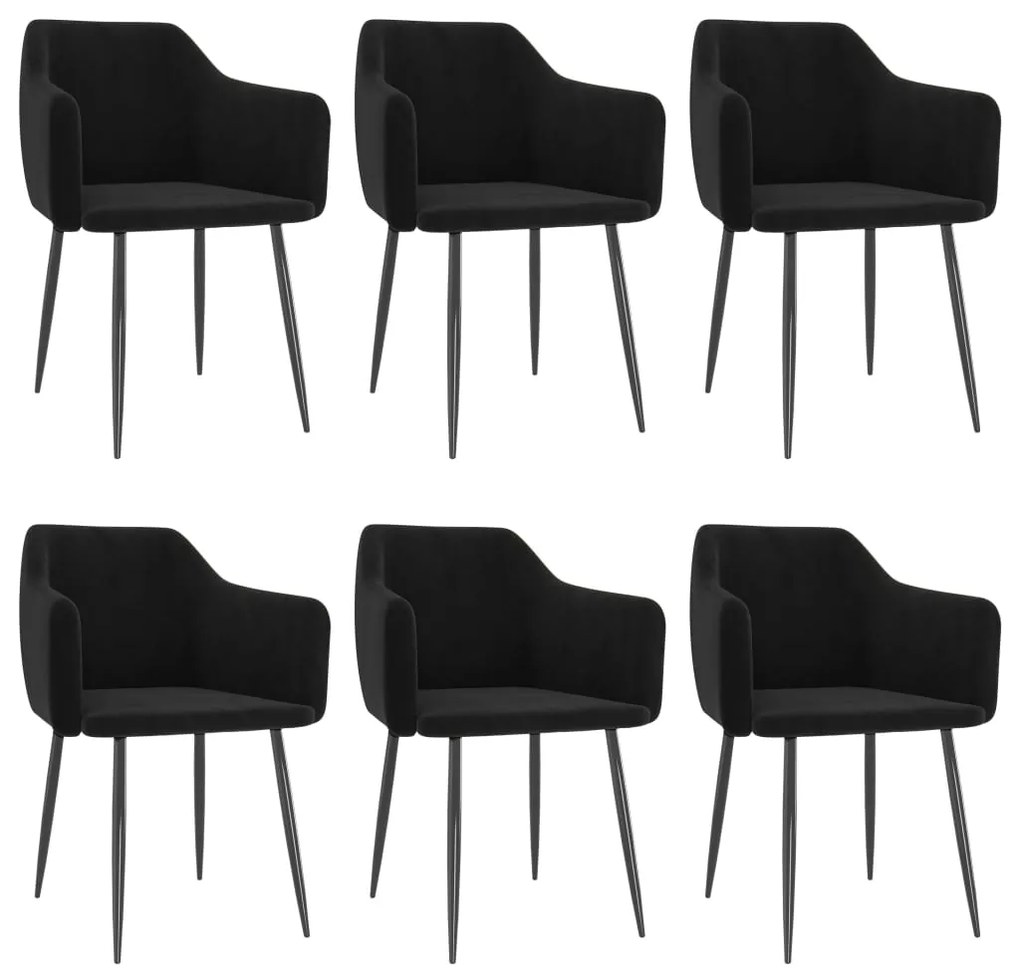 vidaXL Cadeiras de jantar 6 pcs veludo preto