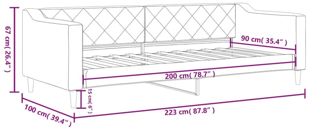 Sofá-cama 90x200 cm tecido cor creme