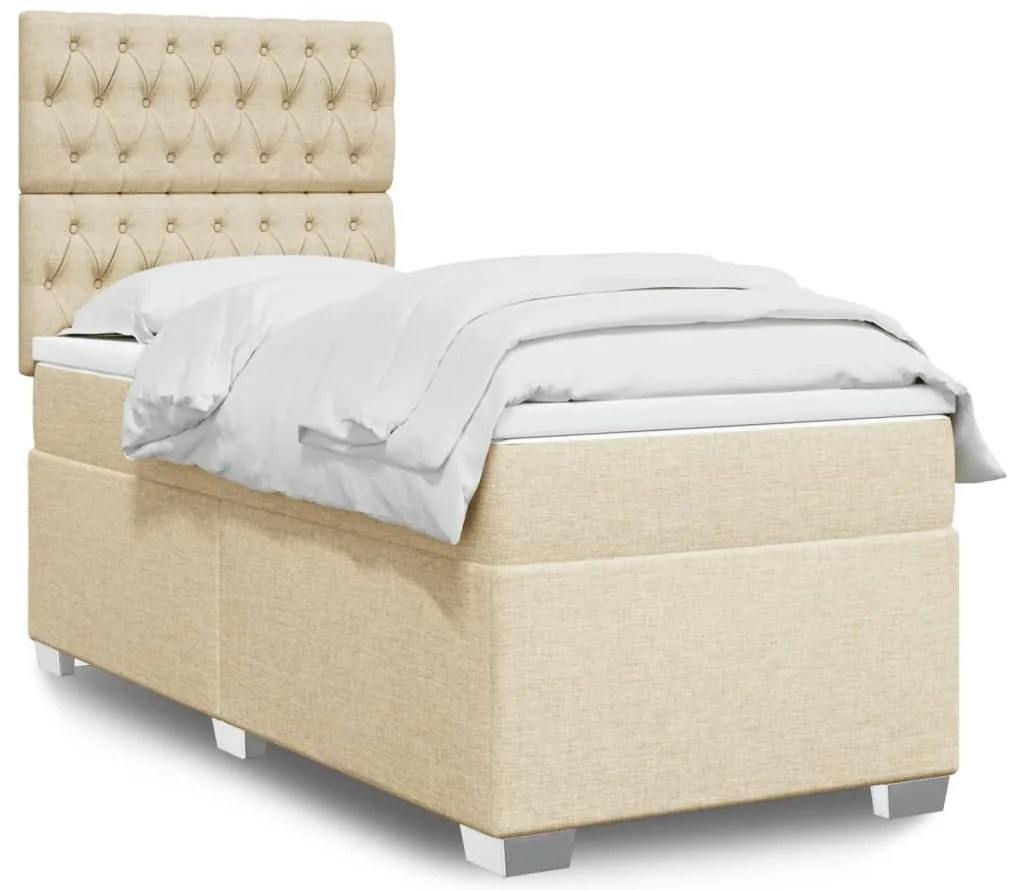 Cama com molas/colchão 80x200 cm tecido cor crème