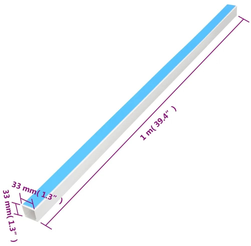 Calhas para cabos autoadesivas 33x33 mm 30 m PVC