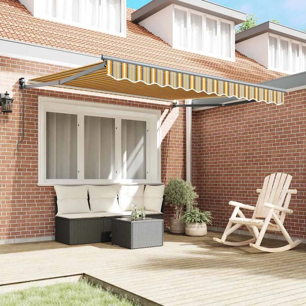 Toldo Retrátil Manual Listrado Multicolorido 350x250 cm