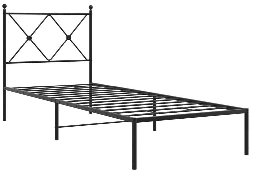 Estrutura de cama com cabeceira 80x200 cm metal preto