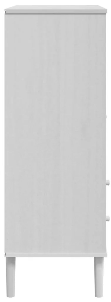 Móvel alto SENJA aspeto vime 90x40x112 cm pinho maciço branco