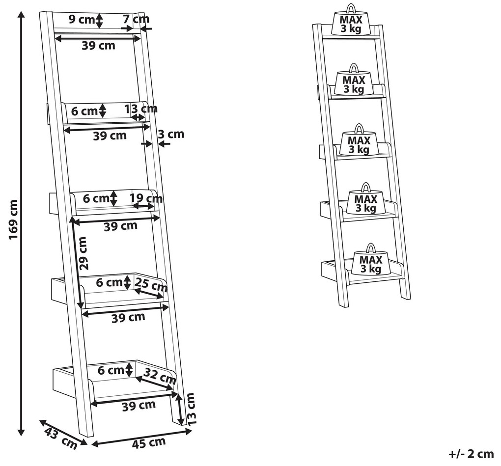 Estante tipo escada com 5 prateleiras castanha MOBILE DUO Beliani