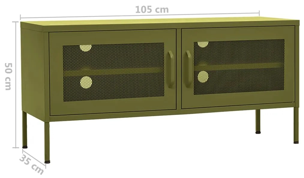 Móvel de TV aço 105x35x50 cm verde-azeitona