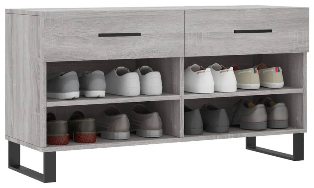 Banco sapateira 102x35x55 cm derivados madeira cinzento sonoma