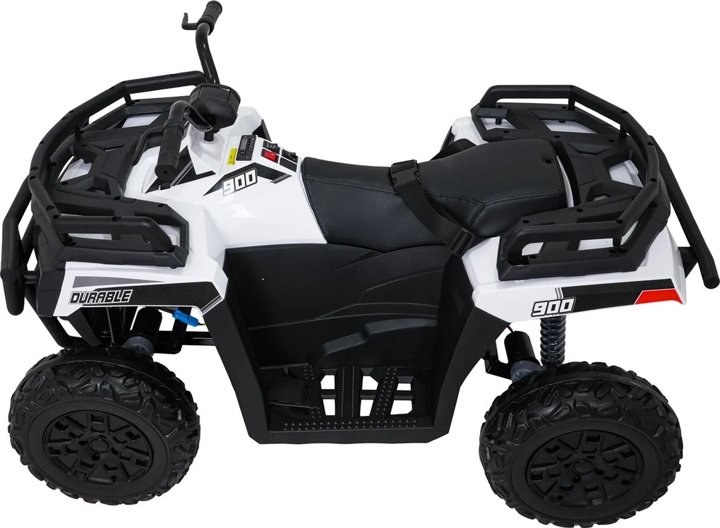 Moto 4 eletrica Crianças ATV WOLF 24V 4x4, 4 motores 200W, Rodas de espuma EVA, Assento Couro ecológico Branca