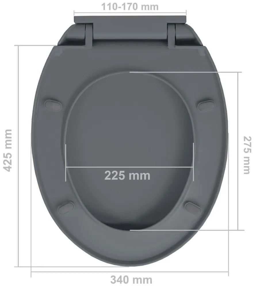 Tampo sanita oval fecho suave e remoção rápida cinzento