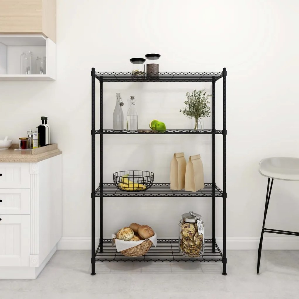 vidaXL Unidade 4 prateleiras 90x35x137 cm 200 kg preto