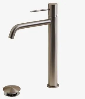 Conjunto De Torneira De Pia De Latão Click-clack E Válvula De Drenagem Orveta ↑30 Cm & Válvula Com Transbordo & Cinzento Escovado - Sklum