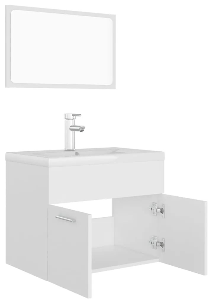 Conjunto de móveis de casa de banho derivados de madeira branco